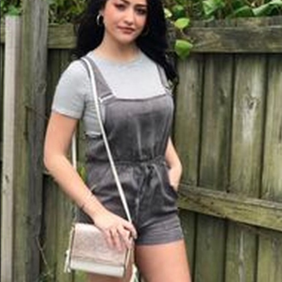 Grey Honey Punch Overall Shorts Size US L - Picture 2 of 6